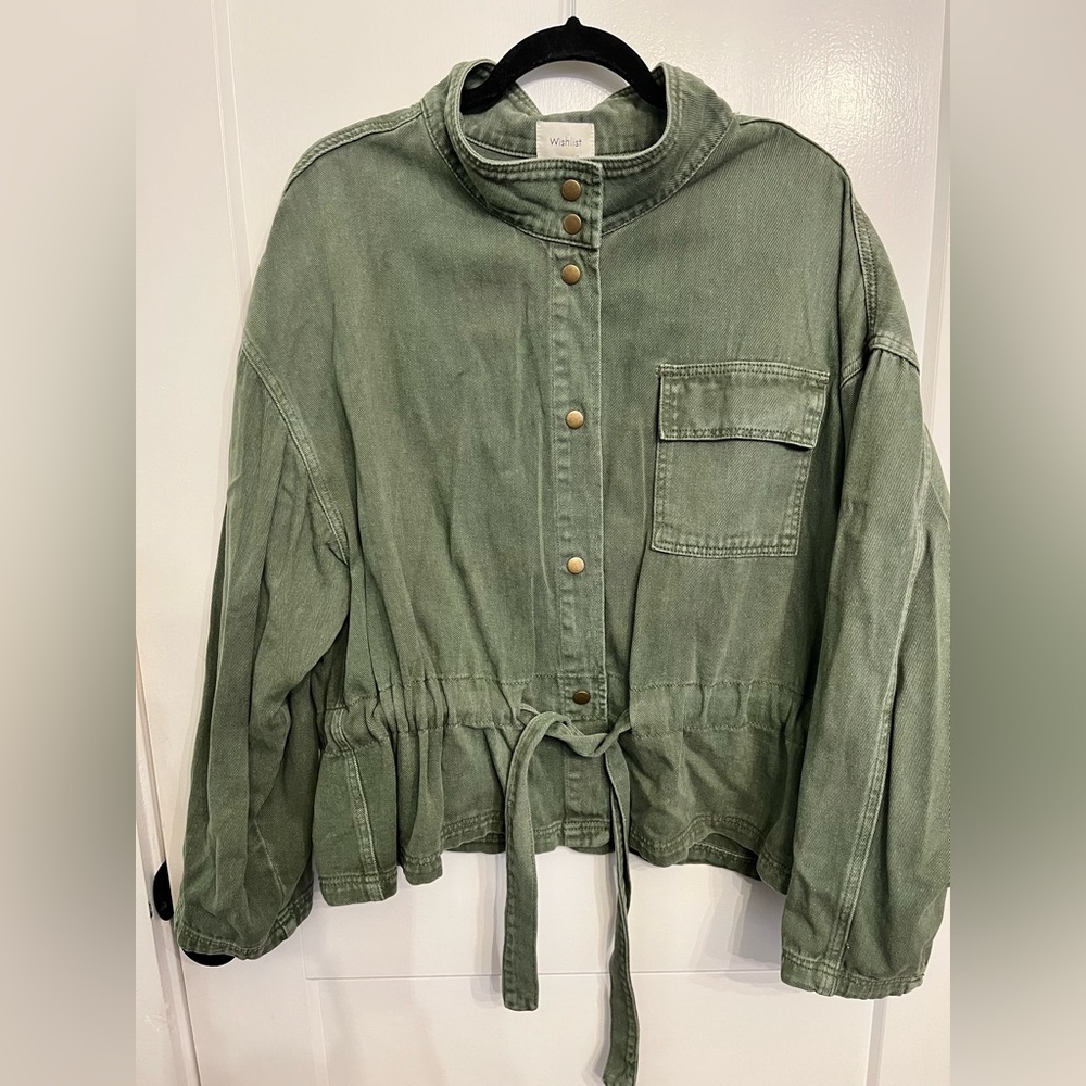 Wishlist Green Utility Jacket with Relaxed Fit and Drawstring Waist